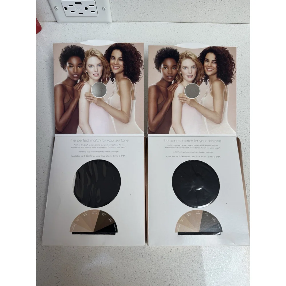 Hanes Perfect Nudes Pantyhose Tummy Control Comfort Black 2 Pack Size L